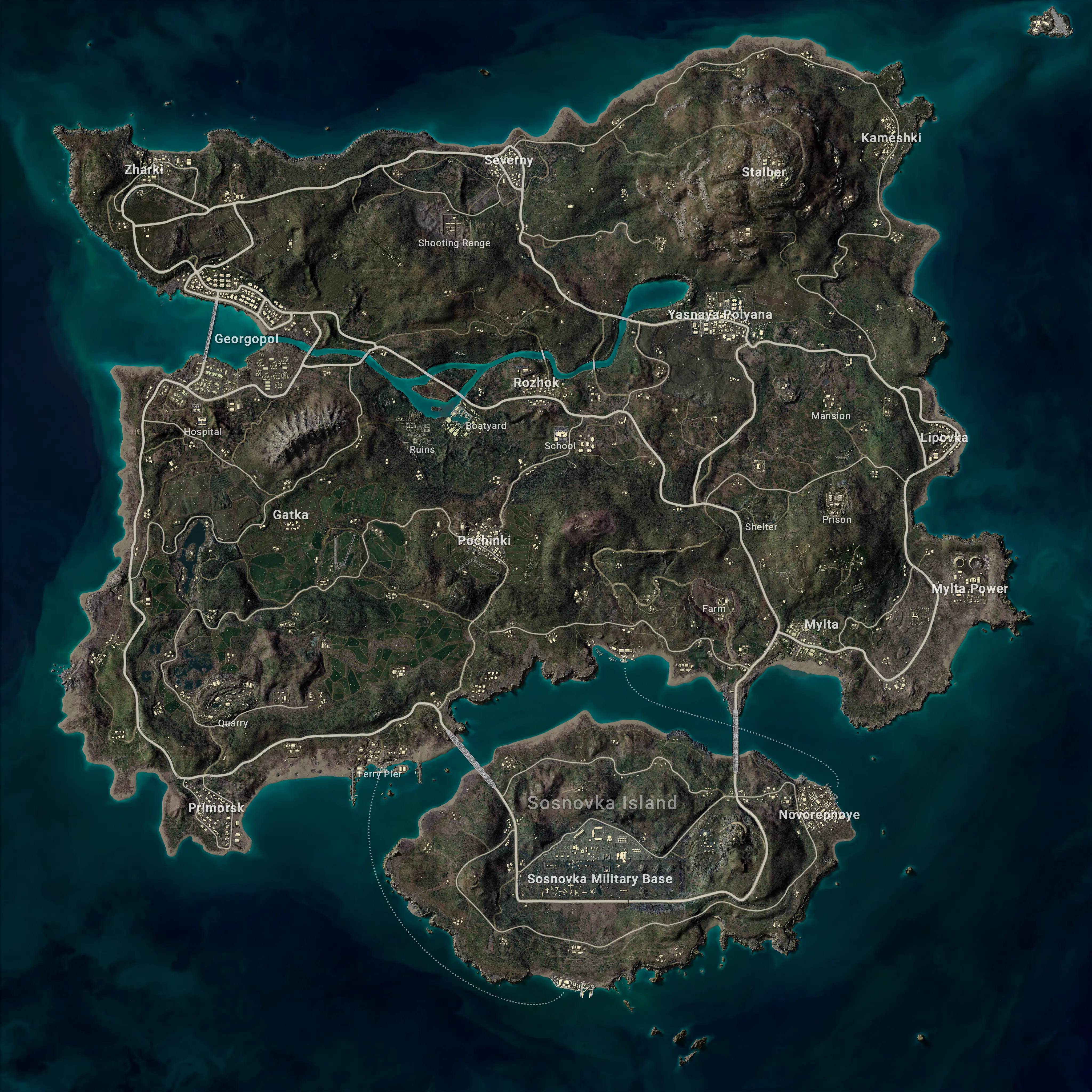 PUBG Erangel (Erangel) HD Panoramic Map